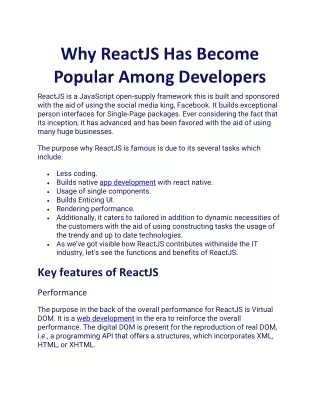 why reactjs has become popular among developers