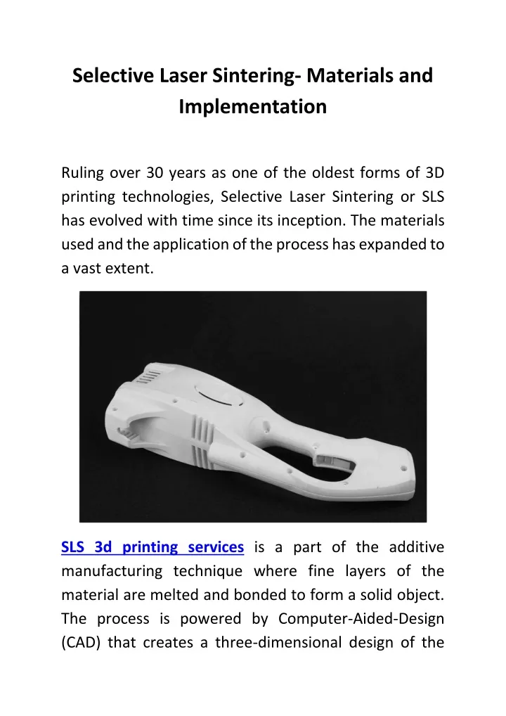 selective laser sintering materials