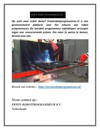 Cobot Demo | Erwinrobotprogrammeur.nl