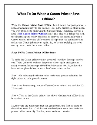 What To Do When a Canon Printer Says Offline?