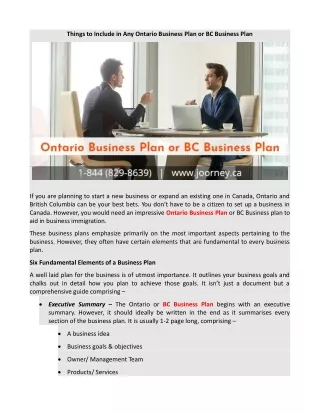 things to include in any ontario business plan