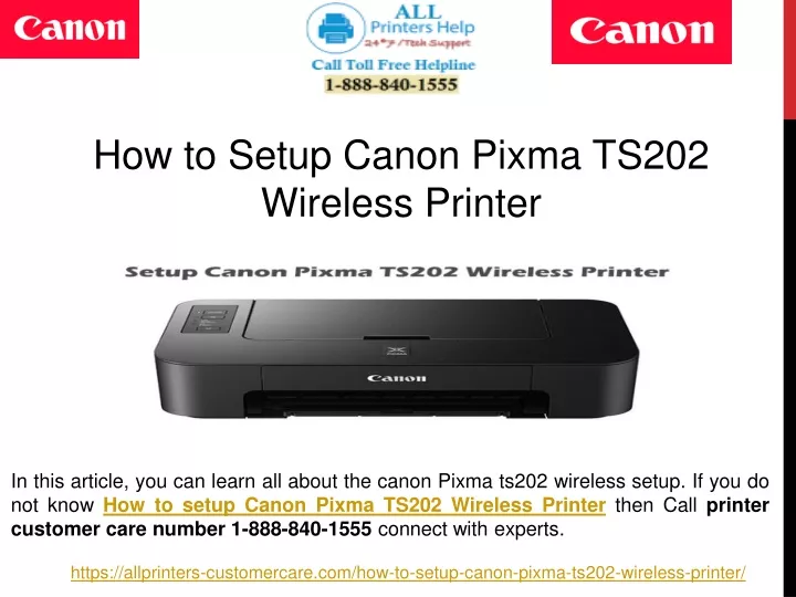 how to setup canon pixma ts202 wireless printer