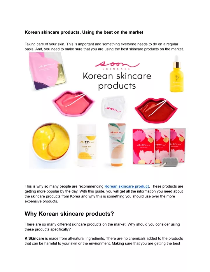 korean skincare products using the best