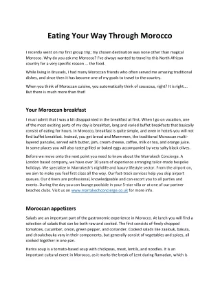 Eating Your Way Through Morocco