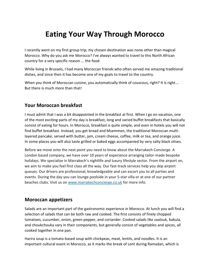 eating your way through morocco