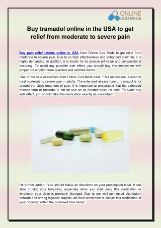 Buy Pain Relief Tablets Online in USA