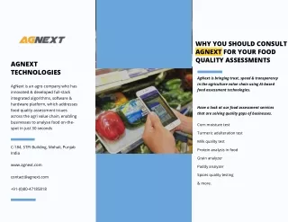 Why you should consult agnext for your Food quality assessments
