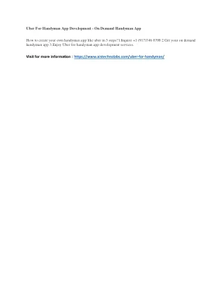 uber for handyman app development on demand