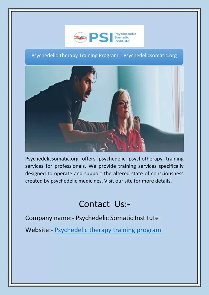 psychedelic therapy training program