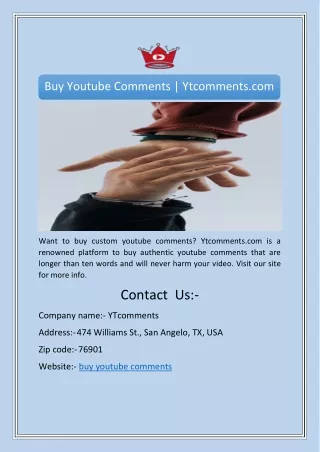 Buy Youtube Comments | Ytcomments.com