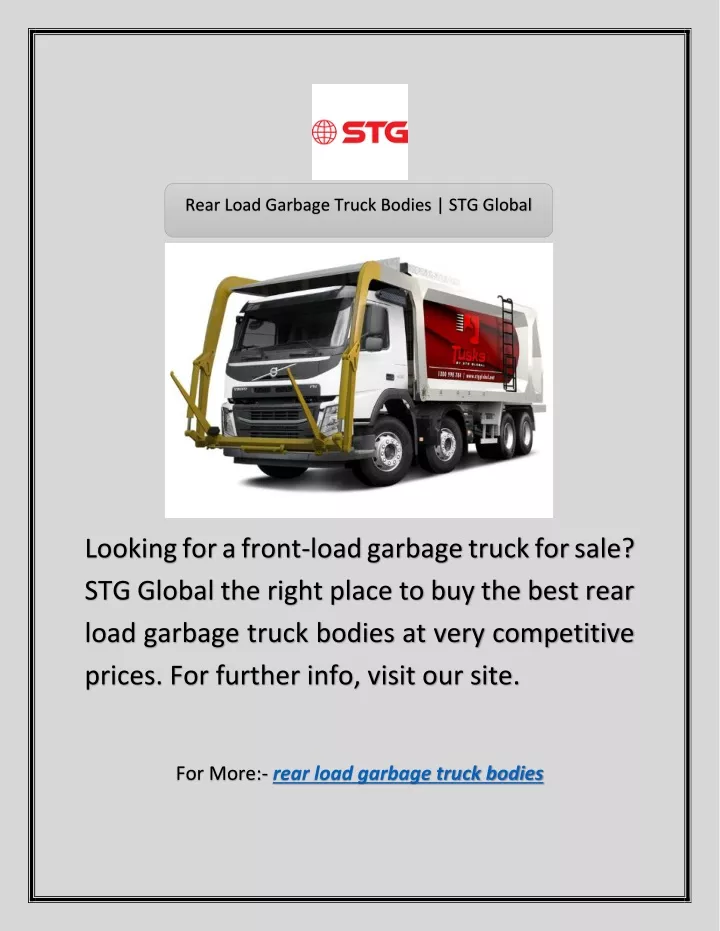rear load garbage truck bodies stg global