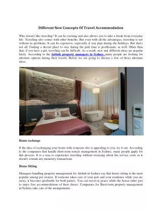 Different New Concepts Of Travel Accommodation