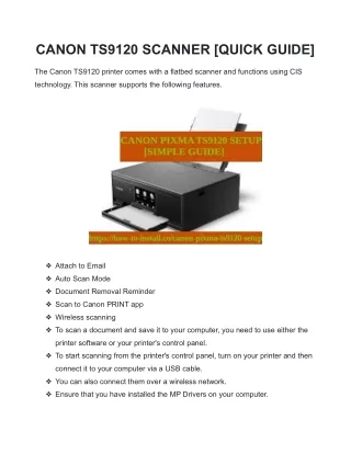 CANON TS9120 SCANNER [QUICK GUIDE]
