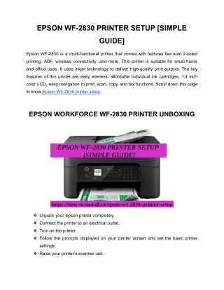 EPSON WF-2830 PRINTER SETUP [SIMPLE GUIDE]