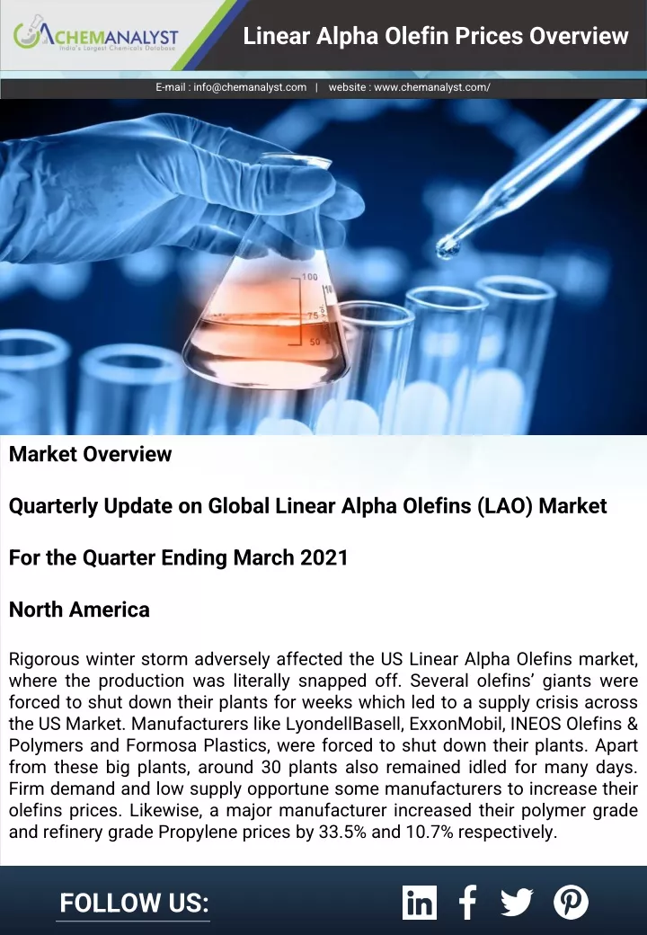 linear alpha olefin prices overview