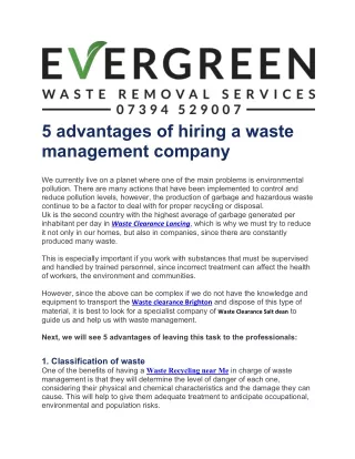 5 advantages of hiring a waste management company