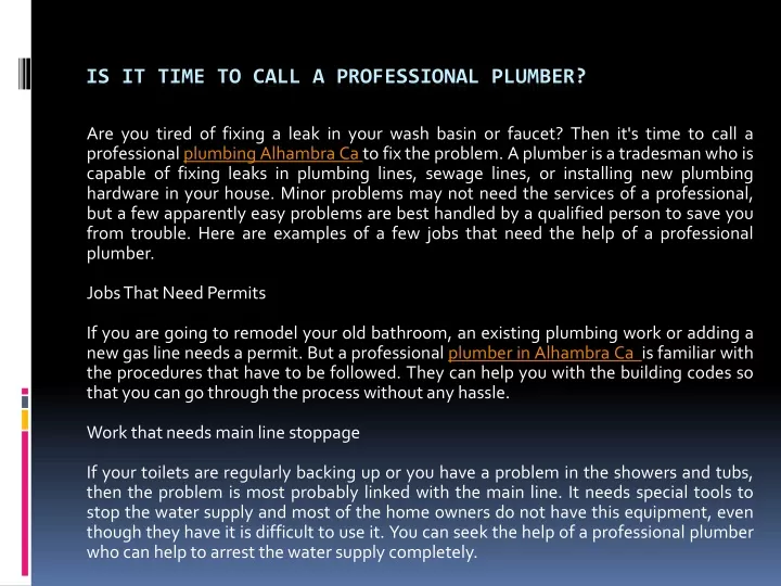 is it time to call a professional plumber