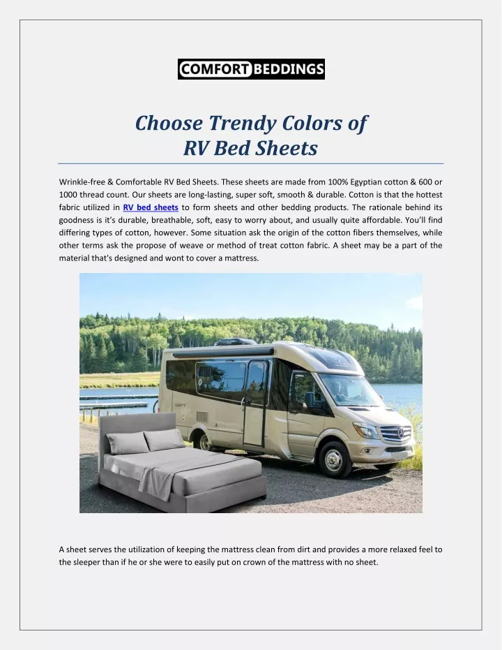 choose trendy colors of rv bed sheets