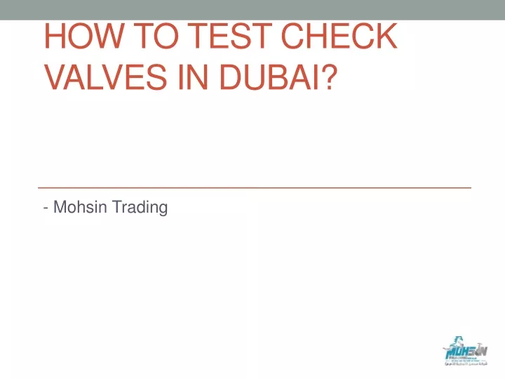 how to test check valves in dubai