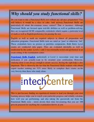 why should you study functional skills