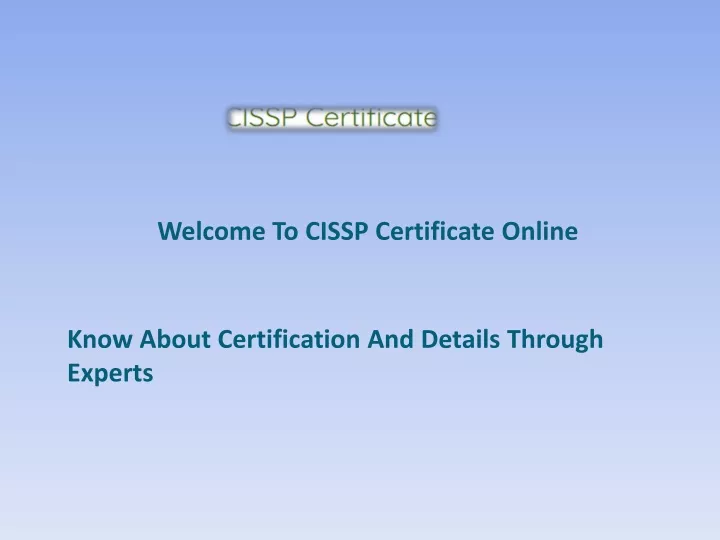 welcome to cissp certificate online