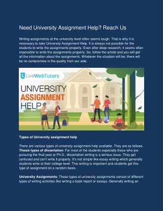 Need University Assignment Help Reach Us