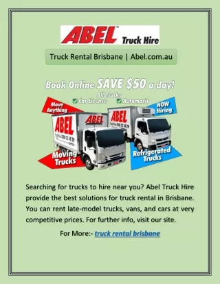 Truck Rental Brisbane | Abel.com.au