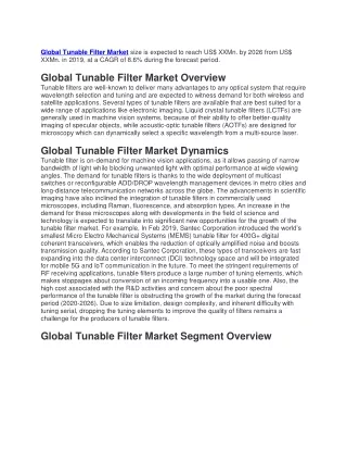 global tunable filter market size is expected