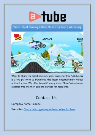 Share Latest Gaming Videos Online for Free | Atube.org