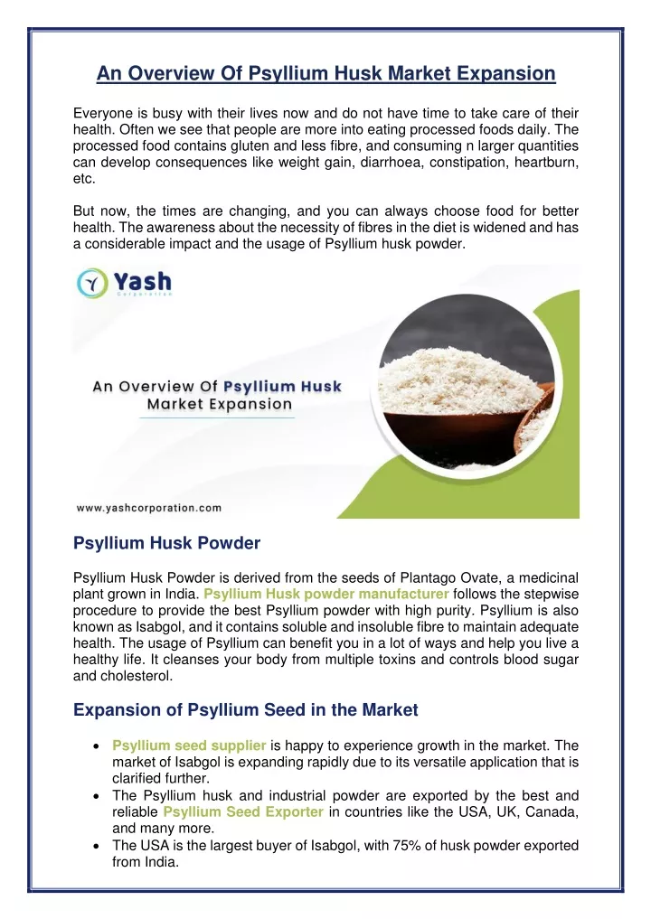 an overview of psyllium husk market expansion