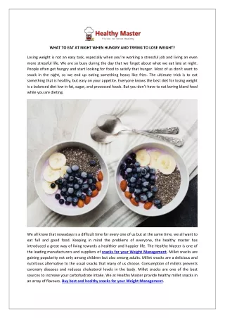 WHAT TO EAT AT NIGHT WHEN HUNGRY AND TRYING TO LOSE WEIGHT