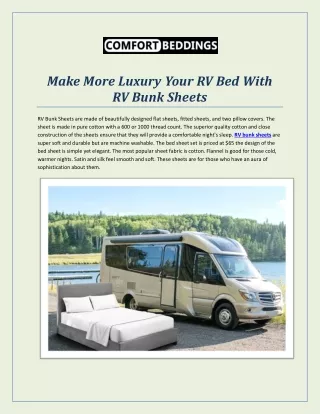 Make More Luxury Your RV Bed With RV Bunk Sheets
