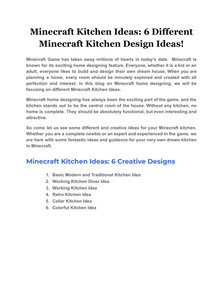 minecraft kitchen ideas 6 different minecraft