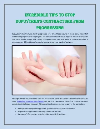Incredible Tips to Stop Dupuytren’s Contracture from Progressing