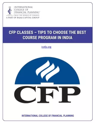 CFP Classes – Tips to Choose the Best Course Program in India