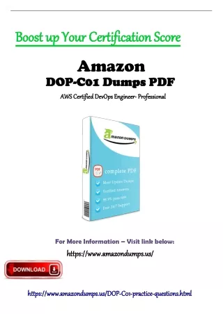 Excellent Amazon DOP-C01 Dumps PDF - Amazondumps.us