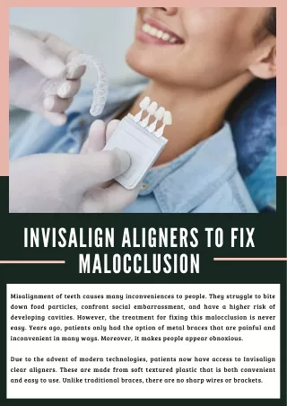 Invisalign Aligners To Fix Malocclusion