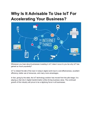 why is it advisable to use iot for accelerating