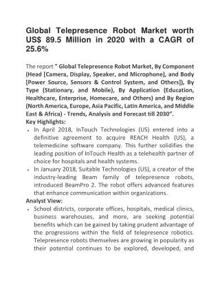 global telepresence robot market worth