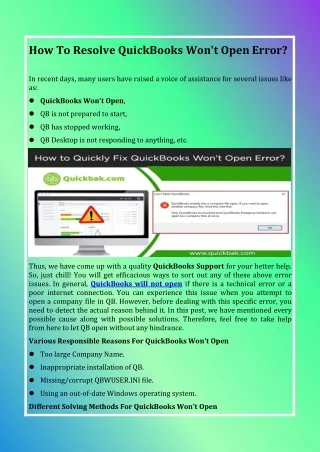 how to resolve quickbooks won t open error