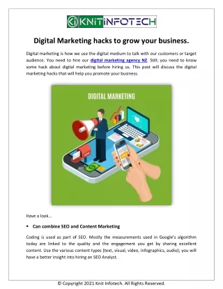 Digital Marketing hacks to grow your business.