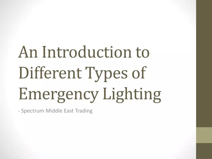 Types of Emergency Lighting