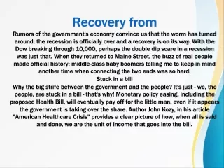 Economic Recovery Insights