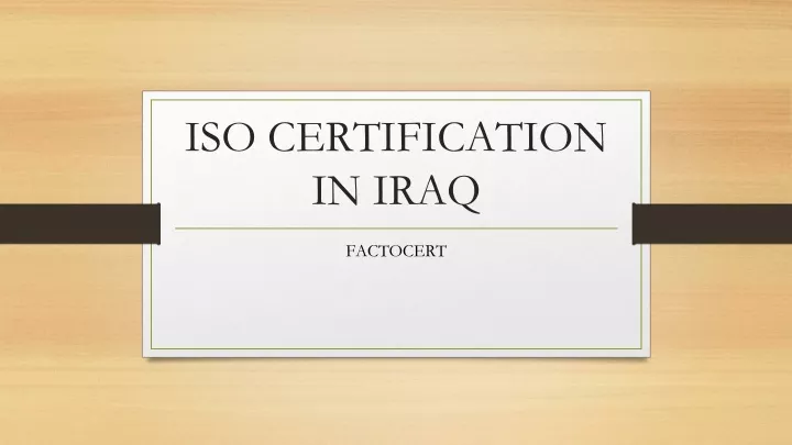 iso certification in iraq