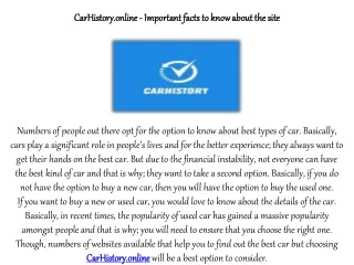 CarHistory.online - Important facts to know about the site