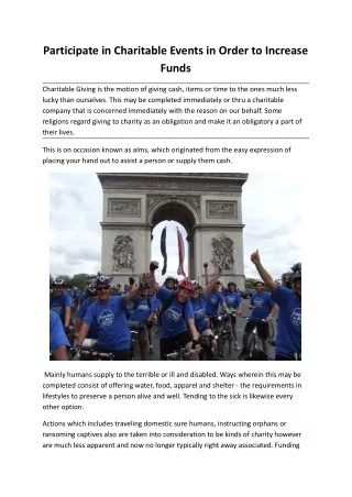 participate in charitable events in order