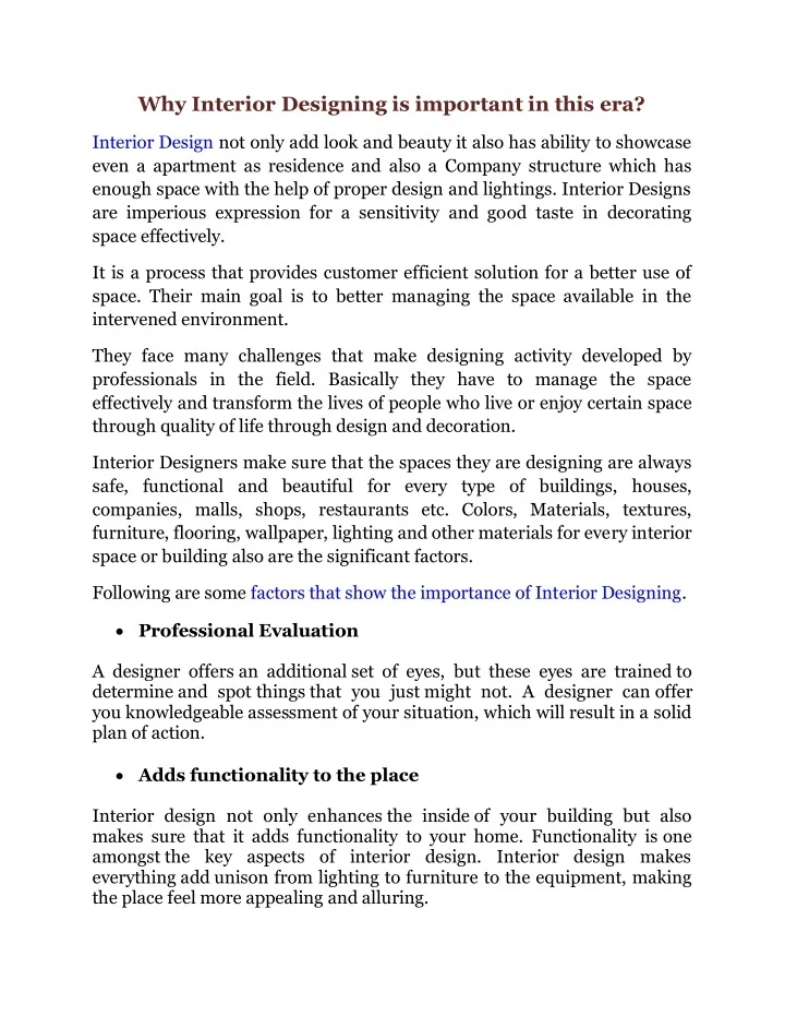 PPT - Why Interior Designing is important in this era PowerPoint ...