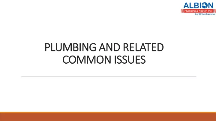 plumbing and related common issues