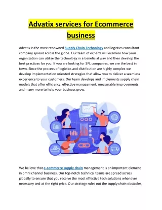 advatix services for ecommerce business