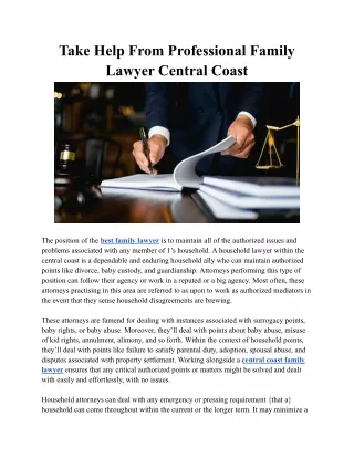 Take Help From Professional Family Lawyer Central Coast